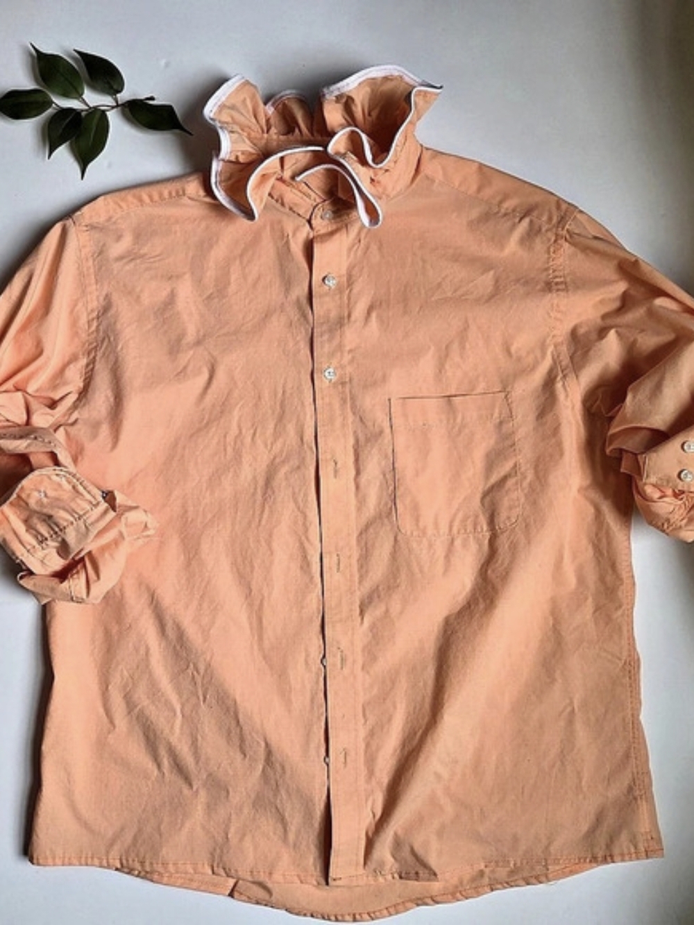 IZOD Repurposed Upcycled Ruffle Collar Stretch Shirt in Orange Size Men's Medium